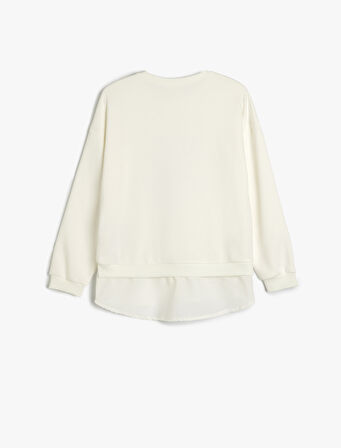 Pullu Payetli Bisiklet Yaka Uzun Kollu Oversize Sweatshirt