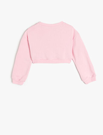 Bisiklet Yaka Uzun Kollu Basic Crop Sweatshirt