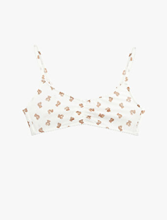 Balensiz Dolgusuz Ayıcık Baskılı Tül Bralet Sütyen
