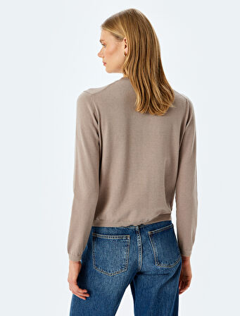 Bisiklet Yaka Uzun Kollu Düğmeli Basic Triko Hırka