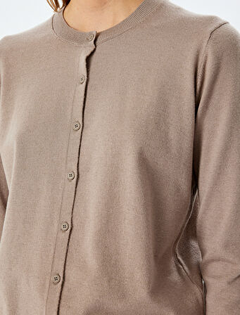 Bisiklet Yaka Uzun Kollu Düğmeli Basic Triko Hırka