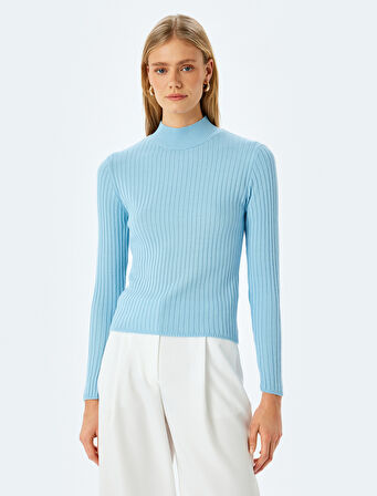 Dik Yaka Slim Fit Uzun Kollu Basic Triko Kazak