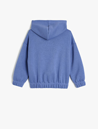 Uzun Kollu Bisiklet Yaka Baskı Detaylı Sweatshirt