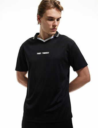 Polo Yaka Regular Fit Kısa Kollu Baskılı Spor Tişört