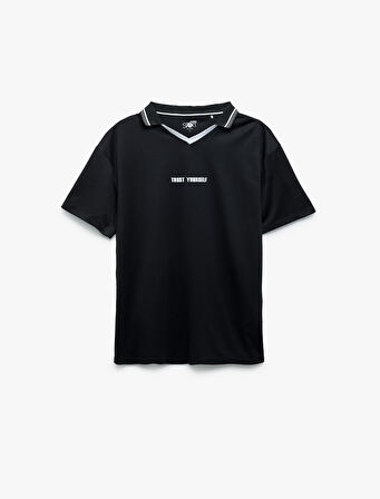Polo Yaka Regular Fit Kısa Kollu Baskılı Spor Tişört