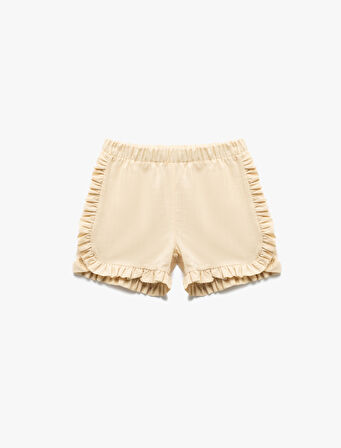 Fırfırlı Beli Lastikli Pamuklu Şort