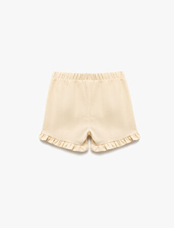 Fırfırlı Beli Lastikli Pamuklu Şort
