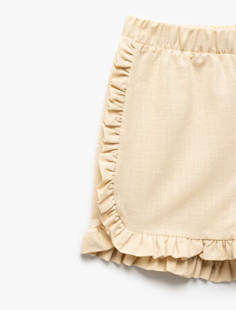 Fırfırlı Beli Lastikli Pamuklu Şort