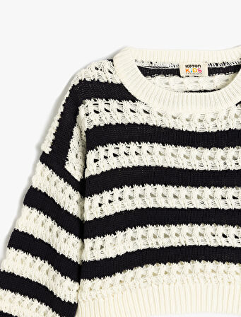 Bisiklet Yaka Uzun Kollu Çizgili Triko Kazak