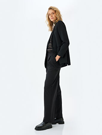 Cepli Yüksek Bel Palazzo Pantolon