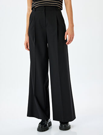 Cepli Yüksek Bel Palazzo Pantolon