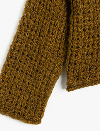 V Yaka Uzun Kollu Ajurlu Triko Hırka