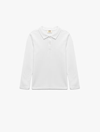 Uzun Kollu Pamuklu Basic Polo Yaka Tişört