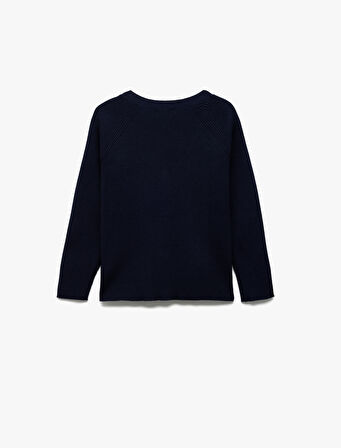 V Yaka Uzun Kollu Düğmeli Triko Hırka