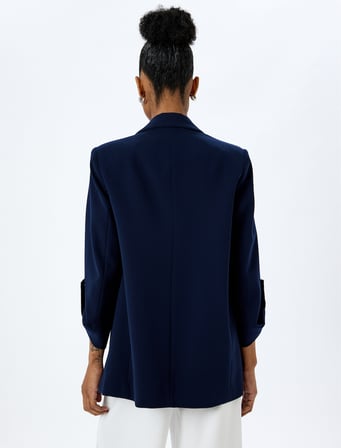 Cepli 3/4 Kol Oversize Uzun Blazer Ceket