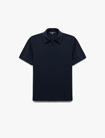 Dokulu Regular Fit Basic Kısa Kollu Polo Yaka Tişört