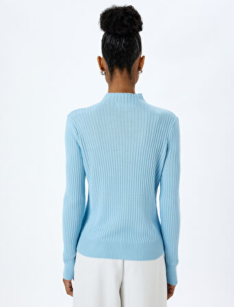 Dik Yaka Uzun Kollu Ajurlu Triko Kazak