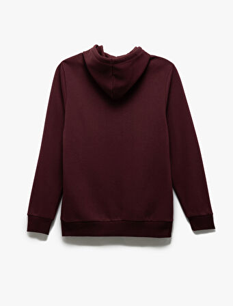 Reglan Kollu Pamuk Karışımlı Dikiş Detaylı Basic Kapşonlu Sweatshirt