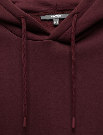 Reglan Kollu Pamuk Karışımlı Dikiş Detaylı Basic Kapşonlu Sweatshirt