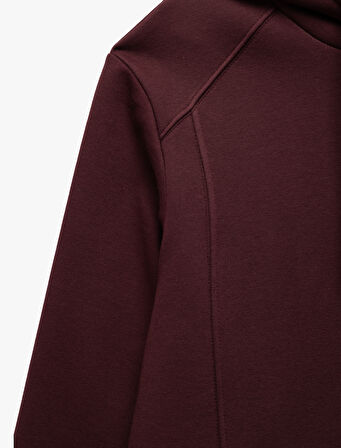 Reglan Kollu Pamuk Karışımlı Dikiş Detaylı Basic Kapşonlu Sweatshirt