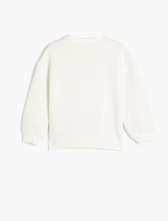 Köpek Baskılı Bisiklet Yaka Uzun Kollu Sweatshirt