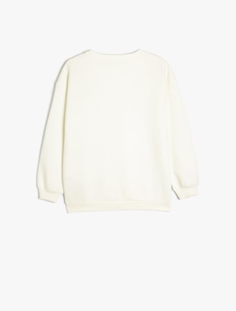 Fiyonk Desenli Uzun Kollu Bisiklet Yaka Sweatshirt
