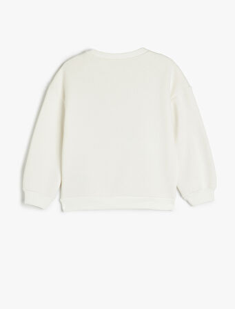 Slogan Baskılı Uzun Kollu Bisiklet Yaka Sweatshirt