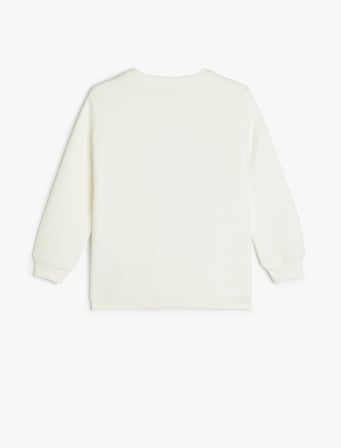 Kurt Baskılı Bisiklet Yaka Uzun Kollu Sweatshirt