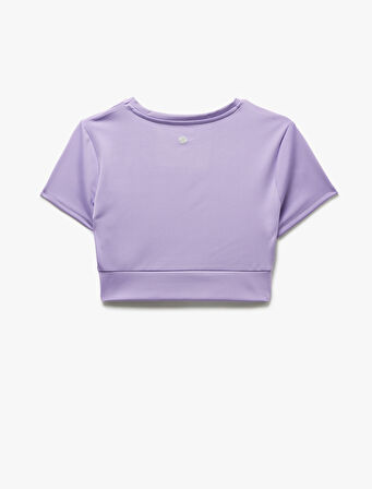 Slim Fit Bisiklet Yaka Kısa Kollu Crop Spor Tişört