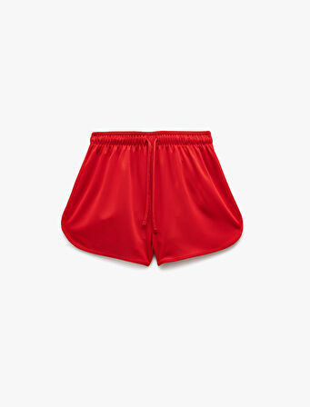 Yüksek Bel Rahat Kalıp Bağcıklı Mini Spor Şort