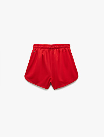 Yüksek Bel Rahat Kalıp Bağcıklı Mini Spor Şort