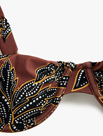 Astarlı Çiçek Desenli Balenli Bikini Üstü