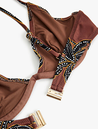 Çiçek Desenli Balenli Bikini Üst