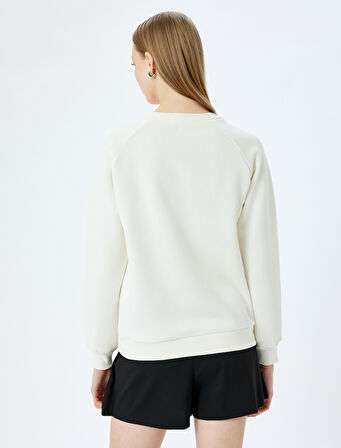 Fiyonklu Bisiklet Yaka Uzun Kollu Sweatshirt