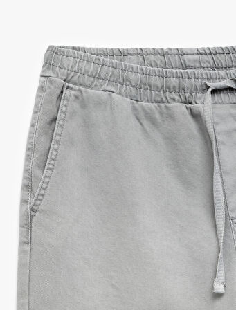 Beli Bağcıklı Straight Fit Cep Detaylı Pamuklu Jogger Pantolon