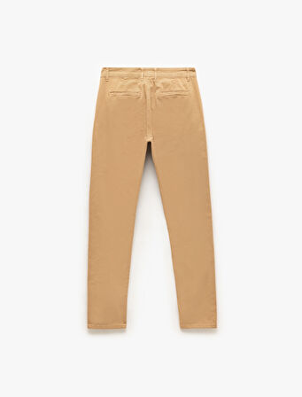 Pamuklu Düğmeli Chino Cep Detaylı Slim Fit Pantolon