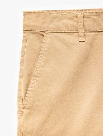 Pamuklu Düğmeli Chino Cep Detaylı Slim Fit Pantolon