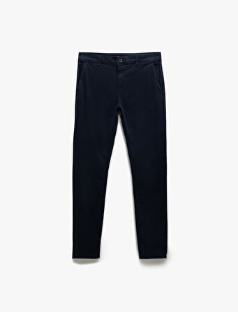 Pamuklu Düğmeli Chino Cep Detaylı Slim Fit Pantolon