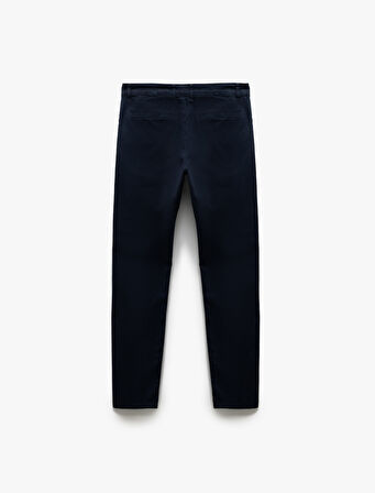 Pamuklu Düğmeli Chino Cep Detaylı Slim Fit Pantolon