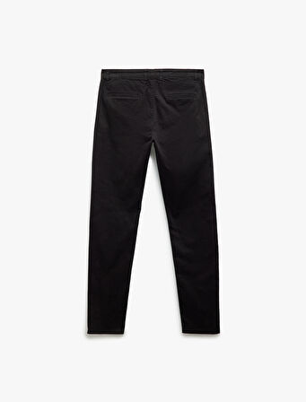 Pamuklu Düğmeli Chino Cep Detaylı Slim Fit Pantolon
