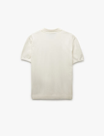 Düğmeli Polo Yaka Viskon Karışımlı Kısa Kollu Triko Kazak