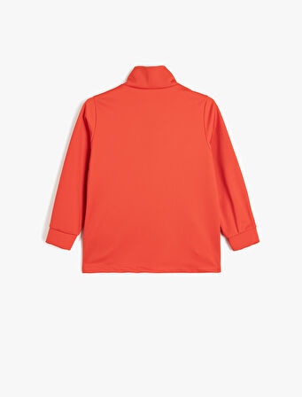 Uzun Kollu Dik Yaka Fermuarlı Oversize Sweatshirt
