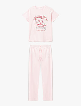 Pamuklu Baskılı Kısa Kollu Pijama Takımı