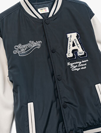 Çıtçıt Kapamalı Cepli Aplike Detaylı Kolej Ceket