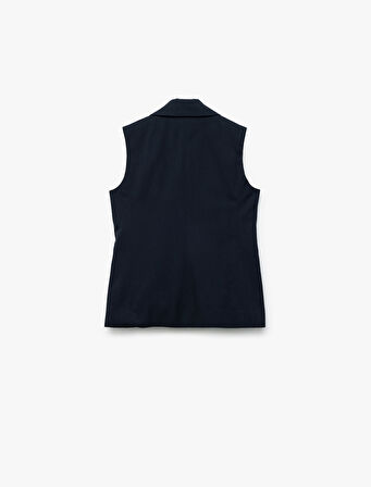 Kruvaze Yaka Kolsuz Viskon Karışımlı Basic Okul Yeleği