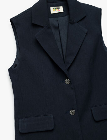 Kruvaze Yaka Kolsuz Viskon Karışımlı Basic Okul Yeleği