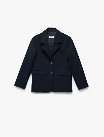 Viskon Karışımlı Kruvaze Yaka Uzun Kollu Basic Okul Ceketi