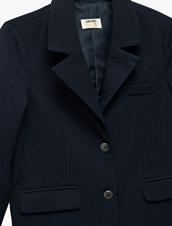 Viskon Karışımlı Kruvaze Yaka Uzun Kollu Basic Okul Ceketi