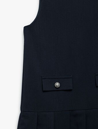 Bisiklet Yaka Kolsuz Viskon Karışımlı Jile Okul Elbisesi