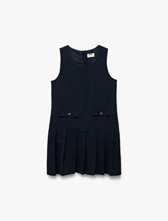 Bisiklet Yaka Kolsuz Viskon Karışımlı Jile Okul Elbisesi